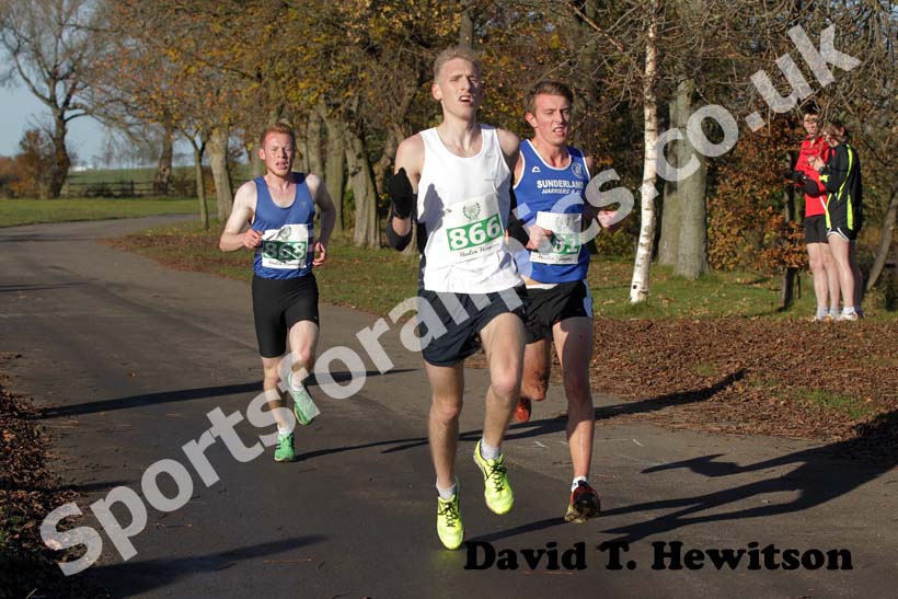 Barrie Maskell leads eventual winner Oliver James and Jonnie Nisbit during the under-20s Heaton Memorial Road Race.